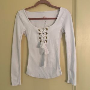 Free People White Long Sleeve